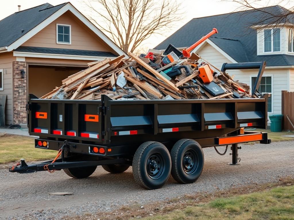 Dump trailer at a construction job site